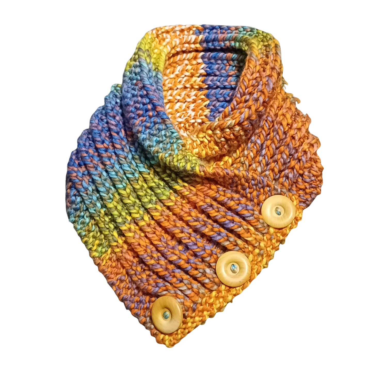 Hand knitted cowl