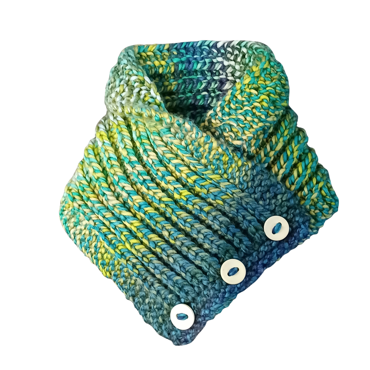 Hand knitted cowl