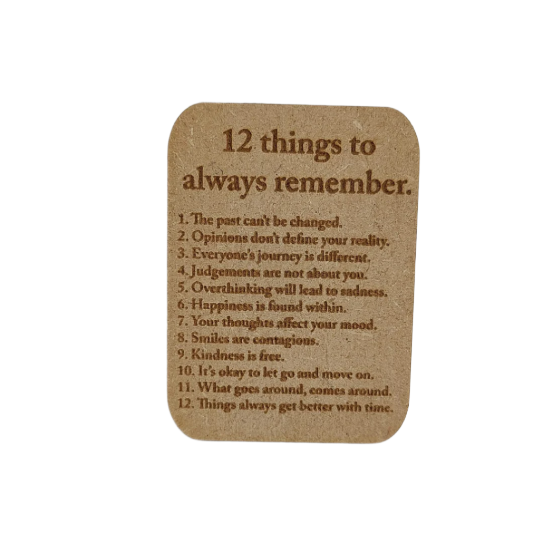 Wooden gift card - Fridge magnet - 12 things to always remember