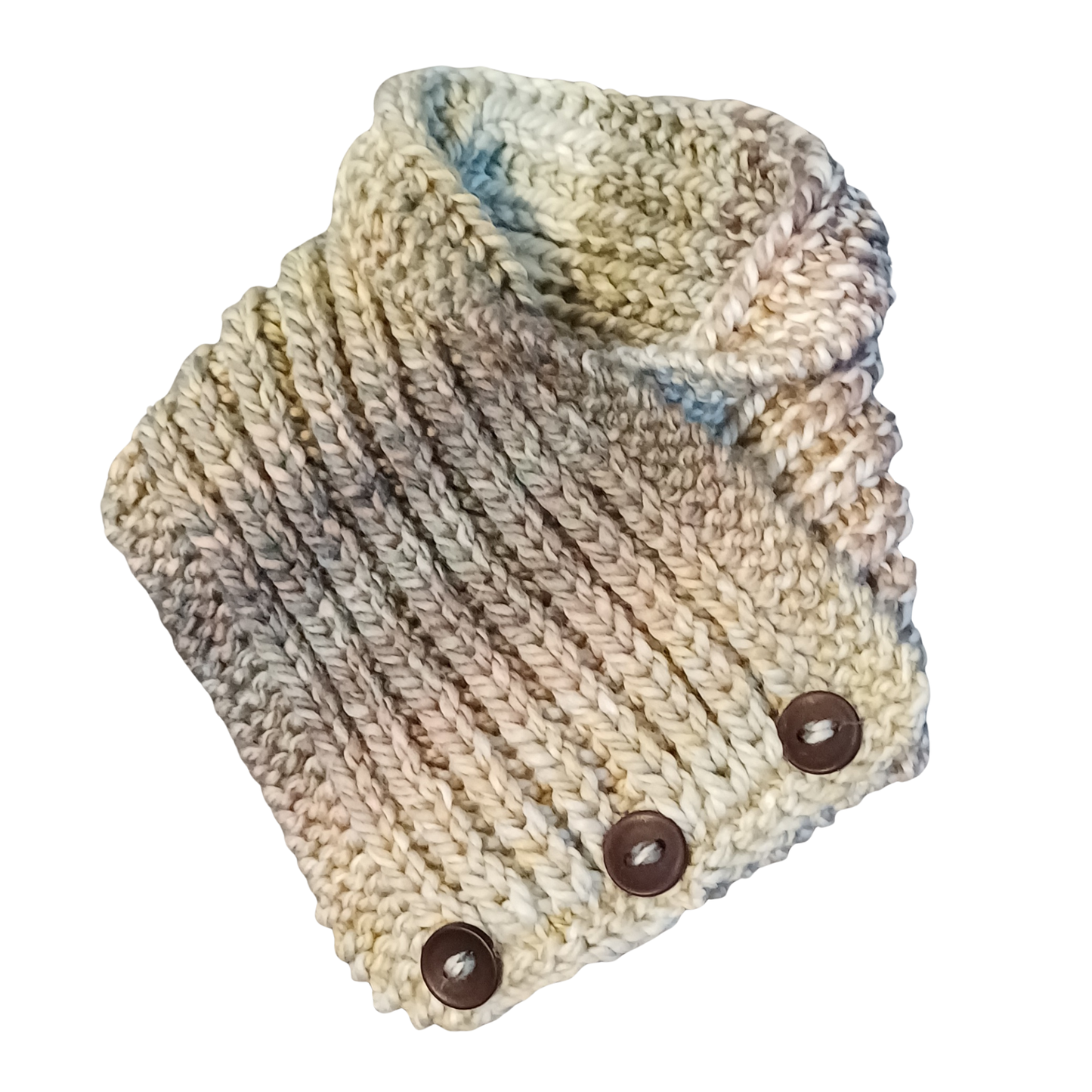 Hand knitted cowl