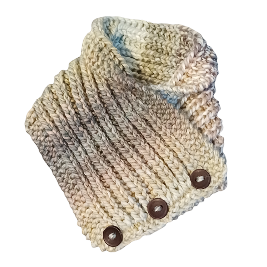 Hand knitted cowl