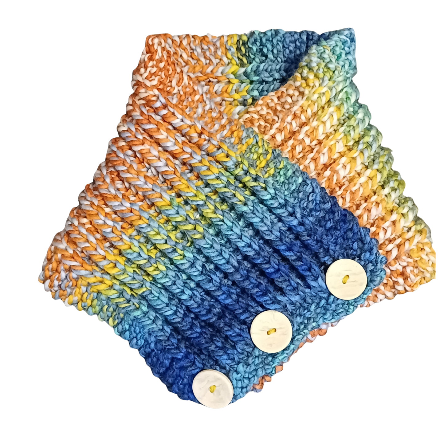 Hand knitted cowl