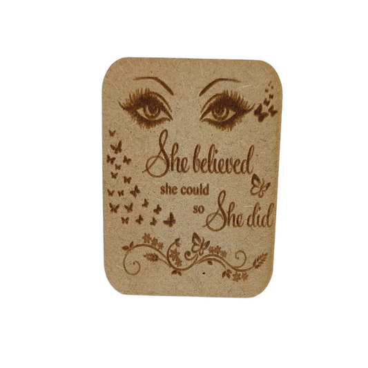 Wooden gift card - Fridge magnet -  She believed